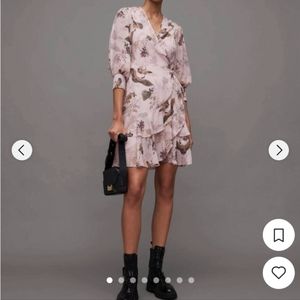 All Saints Ari Peggy Floral Print Mini Wrap Dress
